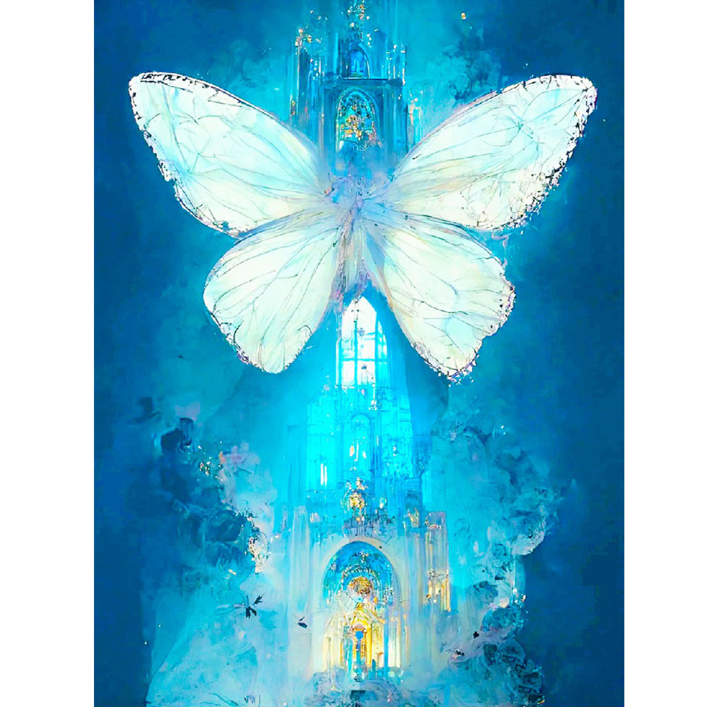 Butterfly Crystal Castle - Full Round Drill Diamond Painting 30*40CM