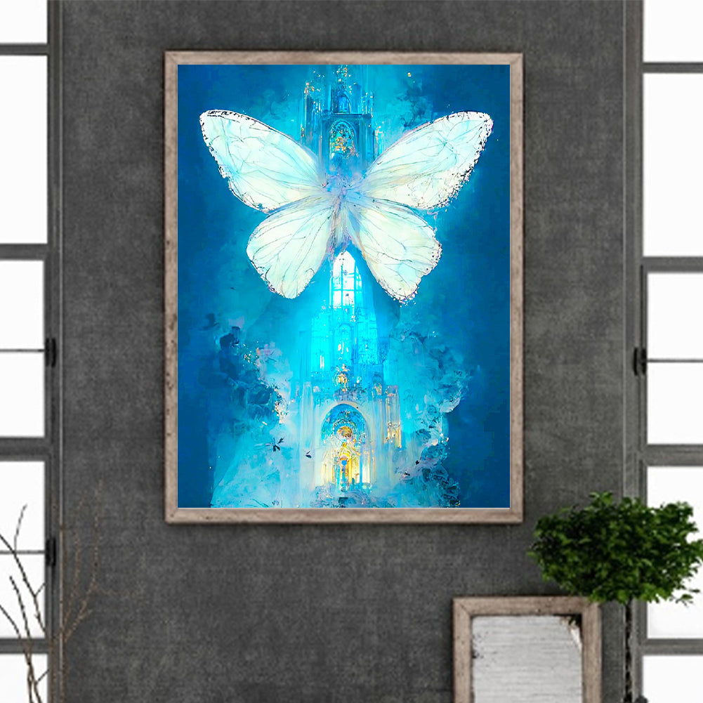 Butterfly Crystal Castle - Full Round Drill Diamond Painting 30*40CM