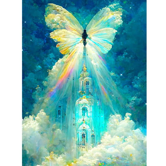 Butterfly Crystal Castle - Full Round Drill Diamond Painting 30*40CM