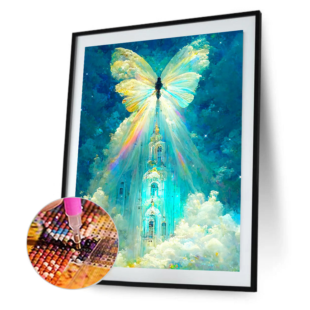 Butterfly Crystal Castle - Full Round Drill Diamond Painting 30*40CM