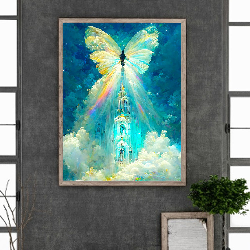 Butterfly Crystal Castle - Full Round Drill Diamond Painting 30*40CM