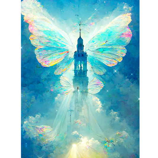 Butterfly Crystal Castle - Full Round Drill Diamond Painting 30*40CM