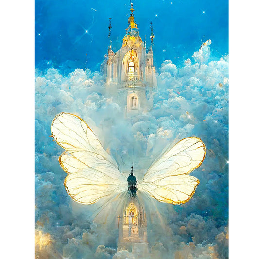 Butterfly Crystal Castle - Full Round Drill Diamond Painting 30*40CM