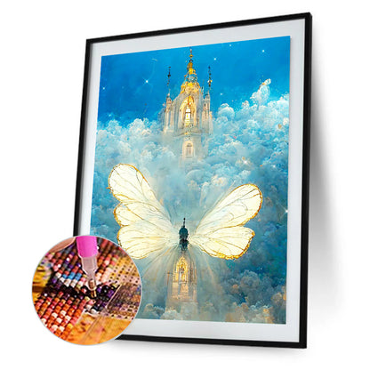 Butterfly Crystal Castle - Full Round Drill Diamond Painting 30*40CM