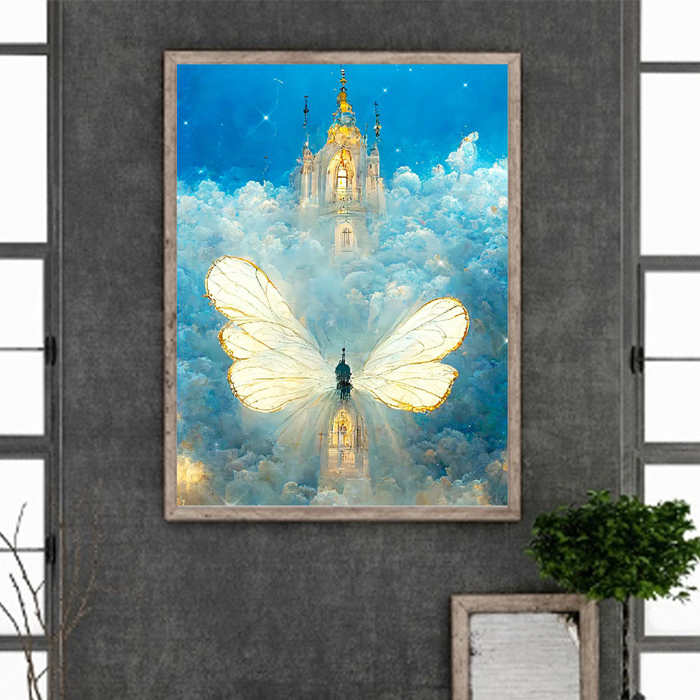 Butterfly Crystal Castle - Full Round Drill Diamond Painting 30*40CM