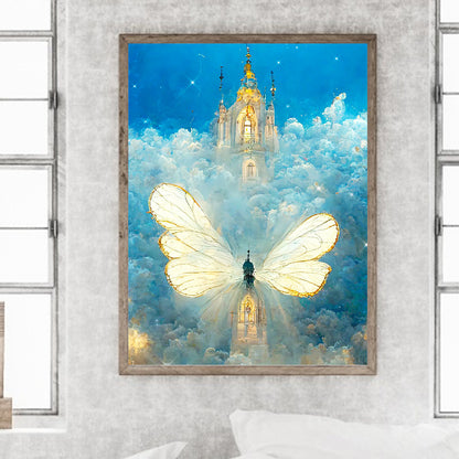 Butterfly Crystal Castle - Full Round Drill Diamond Painting 30*40CM