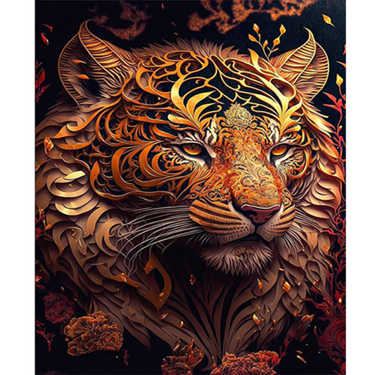 Vintage Carved Tiger - Full Round Drill Diamond Painting 50*60CM