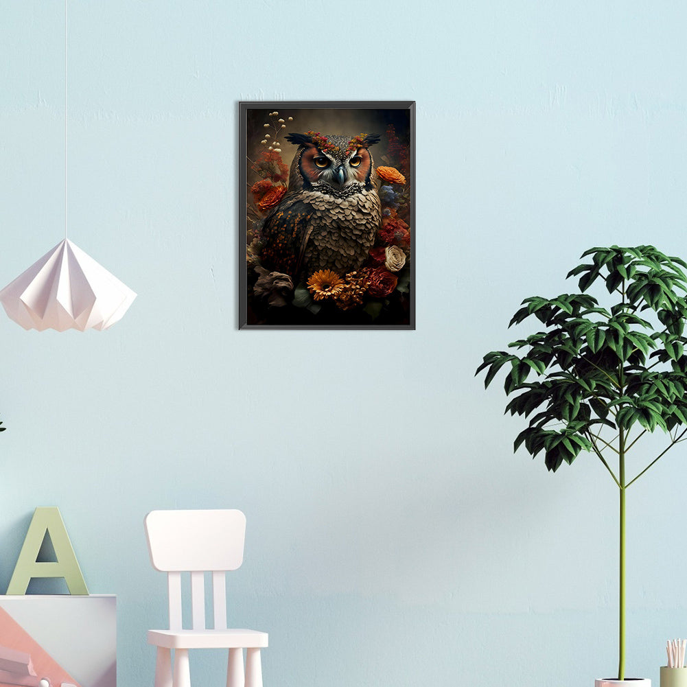 Owl - Full Round Drill Diamond Painting 30*40CM