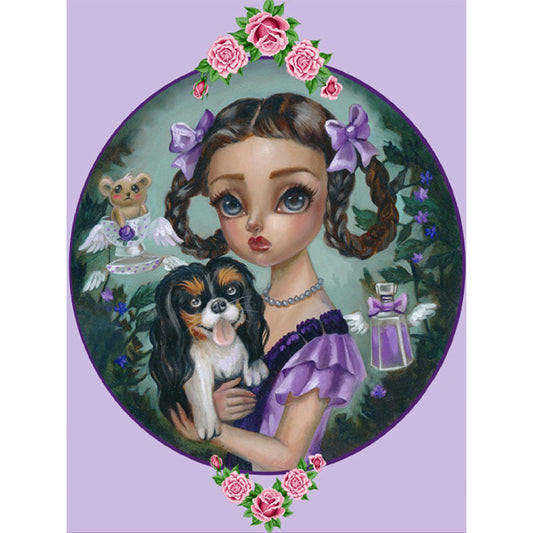 Girl With Dog - Full Round Drill Diamond Painting 30*40CM