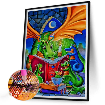 Dinosaur Reading A Book - Full Round Drill Diamond Painting 30*40CM