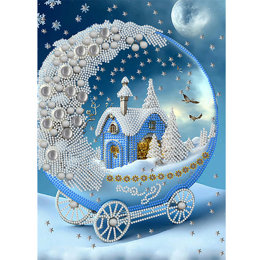 Dream Blue Carriage House - Special Shaped Drill Diamond Painting 30*40CM