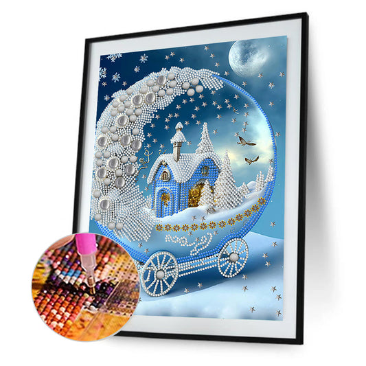 Dream Blue Carriage House - Special Shaped Drill Diamond Painting 30*40CM