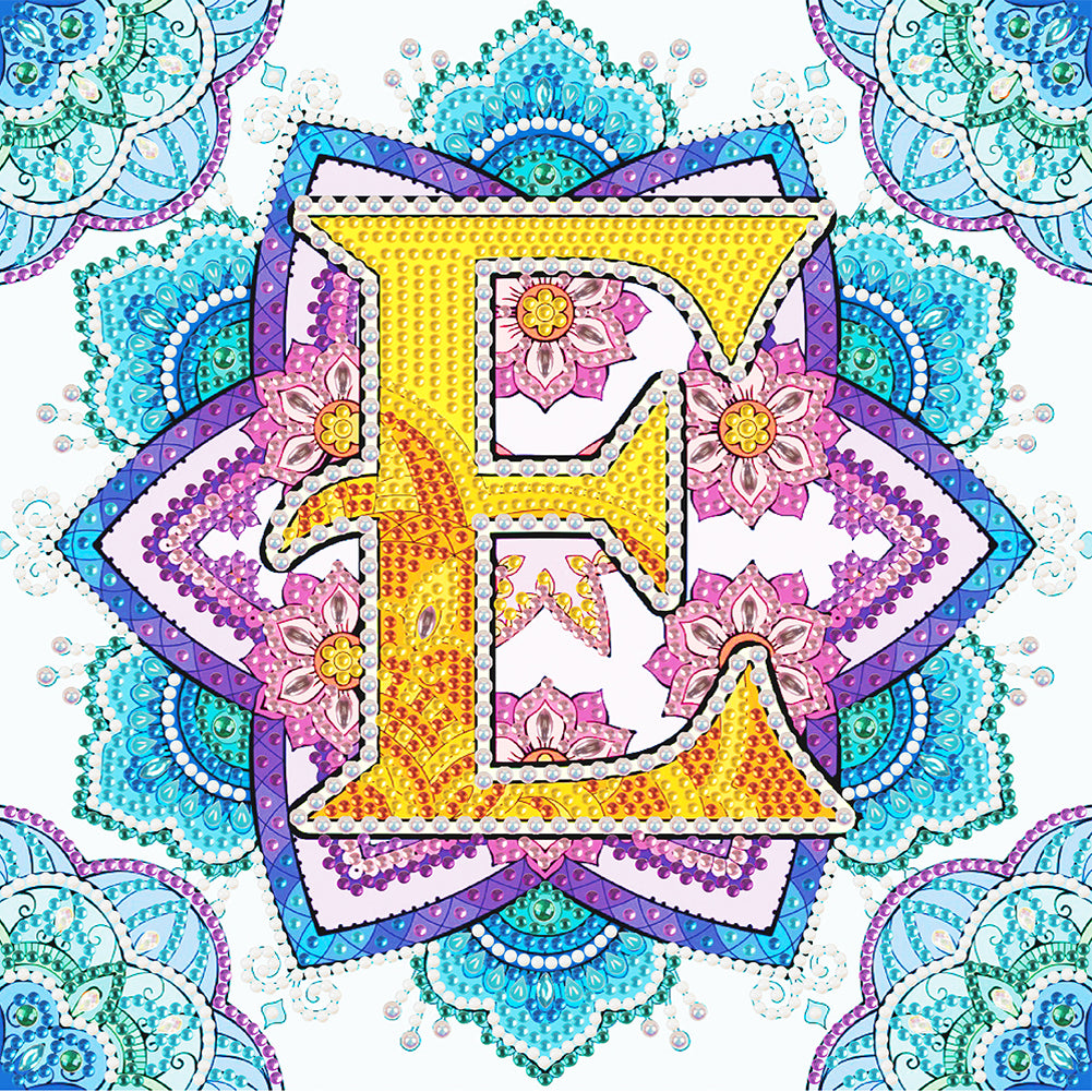 E Letter Mandala - Special Shaped Drill Diamond Painting 30*30CM