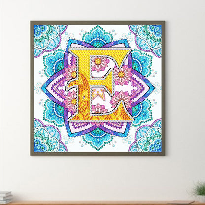 E Letter Mandala - Special Shaped Drill Diamond Painting 30*30CM