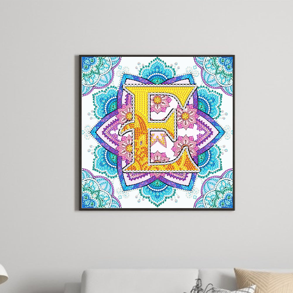 E Letter Mandala - Special Shaped Drill Diamond Painting 30*30CM