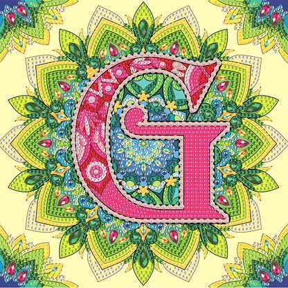 G Letter Mandala - Special Shaped Drill Diamond Painting 30*30CM