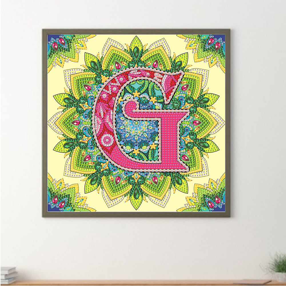 G Letter Mandala - Special Shaped Drill Diamond Painting 30*30CM