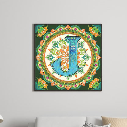 J Letter Mandala - Special Shaped Drill Diamond Painting 30*30CM