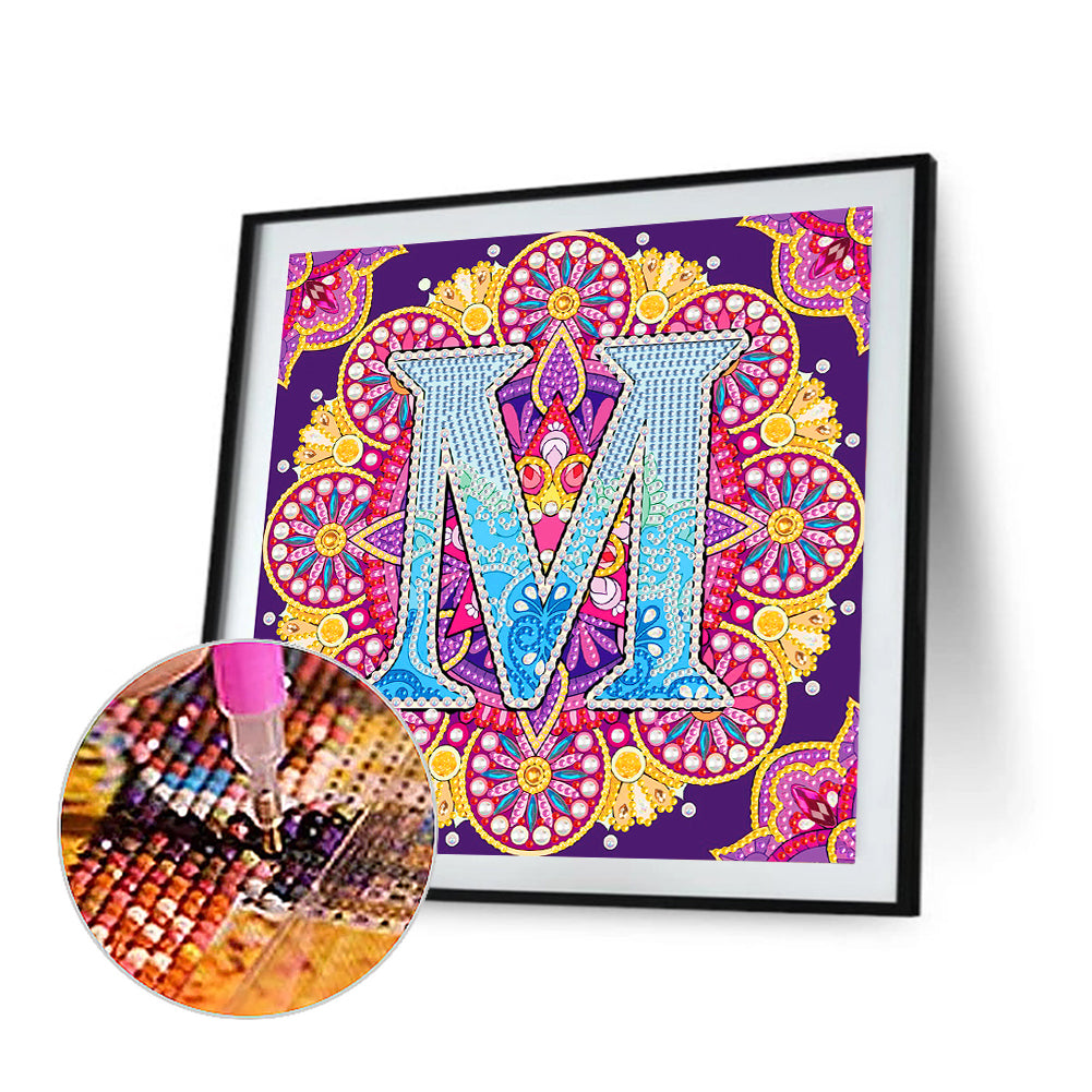 M Letter Mandala - Special Shaped Drill Diamond Painting 30*30CM