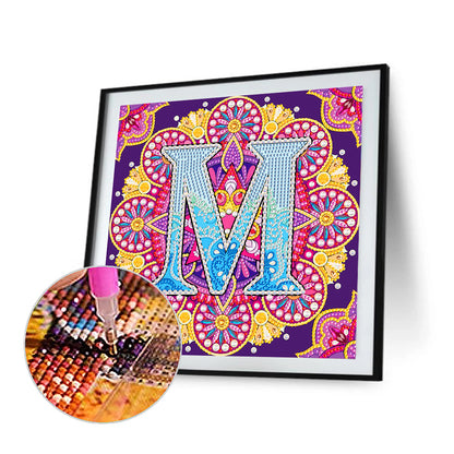 M Letter Mandala - Special Shaped Drill Diamond Painting 30*30CM