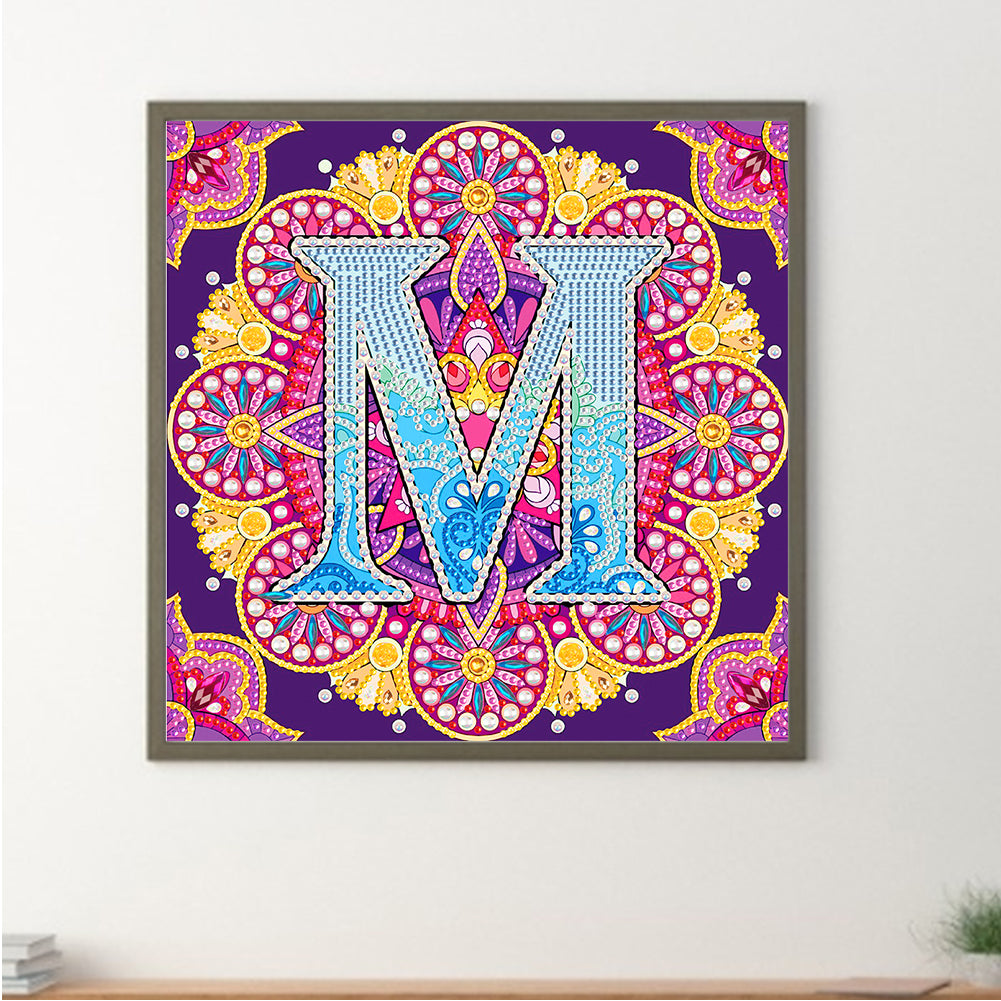 M Letter Mandala - Special Shaped Drill Diamond Painting 30*30CM