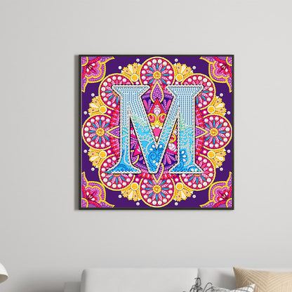 M Letter Mandala - Special Shaped Drill Diamond Painting 30*30CM