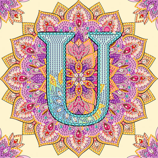 U Letter Mandala - Special Shaped Drill Diamond Painting 30*30CM