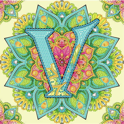 V Letter Mandala - Special Shaped Drill Diamond Painting 30*30CM