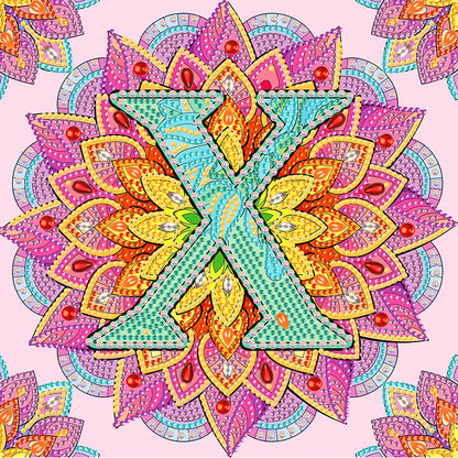 X Letter Mandala - Special Shaped Drill Diamond Painting 30*30CM