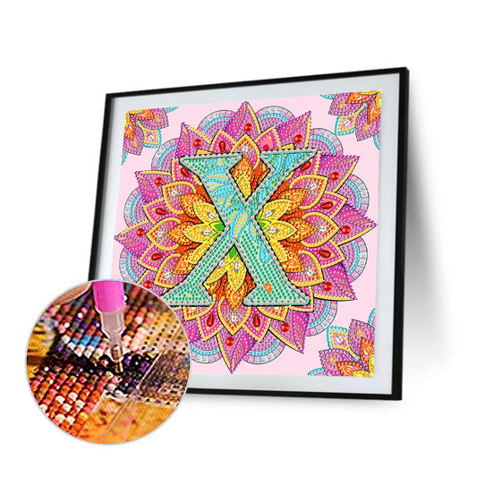 X Letter Mandala - Special Shaped Drill Diamond Painting 30*30CM