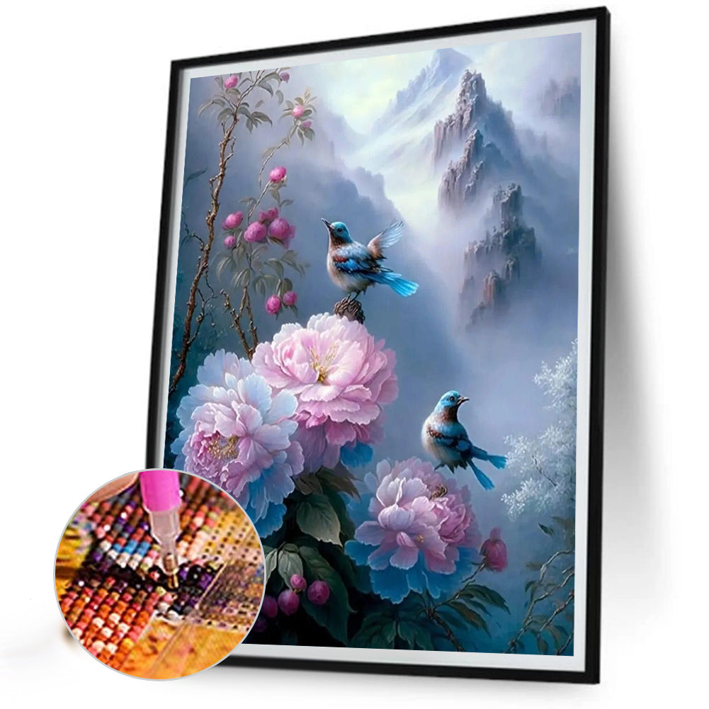 Mountain Flower Bird - Full Round Drill Diamond Painting 30*40CM