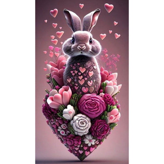 Love Flower Rabbit - Full Round Drill Diamond Painting 40*70CM