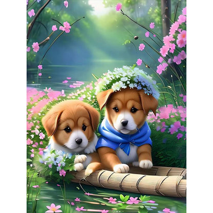 Cute Puppy - Full Round Drill Diamond Painting 30*40CM