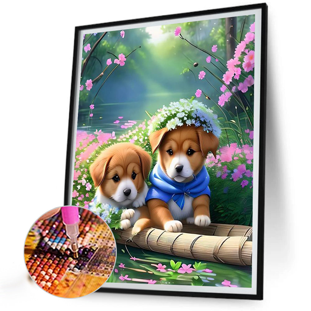 Cute Puppy - Full Round Drill Diamond Painting 30*40CM