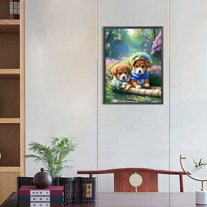 Cute Puppy - Full Round Drill Diamond Painting 30*40CM