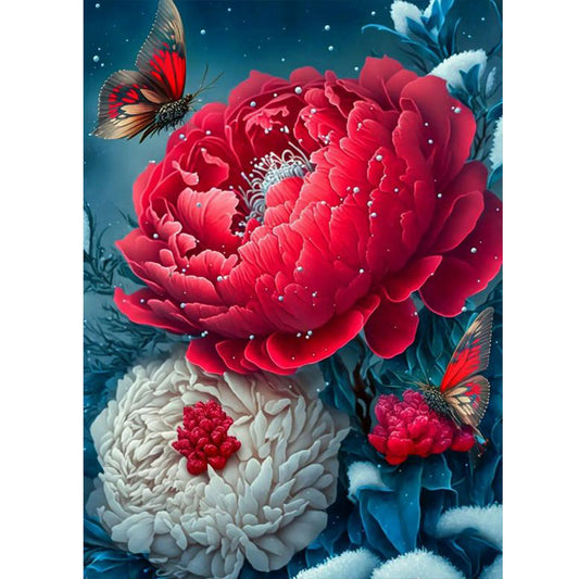 Butterfly Peony - Full Round Drill Diamond Painting 30*40CM