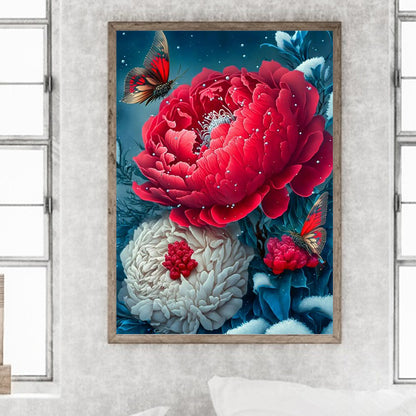 Butterfly Peony - Full Round Drill Diamond Painting 30*40CM