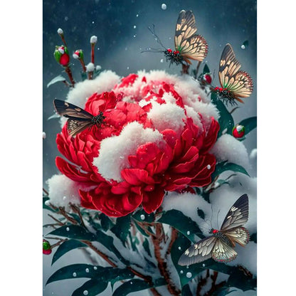 Butterfly Peony - Full Round Drill Diamond Painting 30*40CM