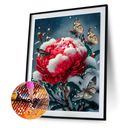 Butterfly Peony - Full Round Drill Diamond Painting 30*40CM