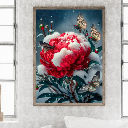 Butterfly Peony - Full Round Drill Diamond Painting 30*40CM