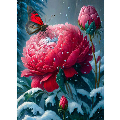 Butterfly Peony - Full Round Drill Diamond Painting 30*40CM