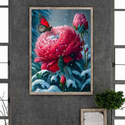 Butterfly Peony - Full Round Drill Diamond Painting 30*40CM