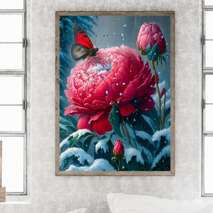 Butterfly Peony - Full Round Drill Diamond Painting 30*40CM