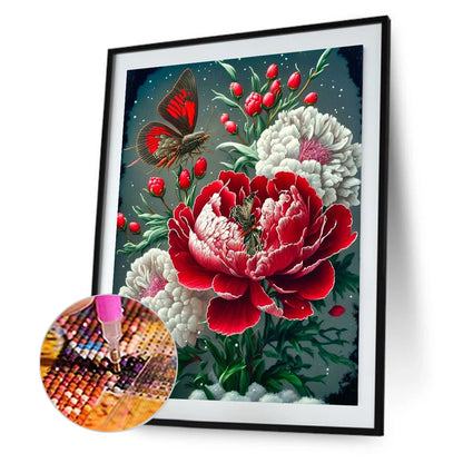 Butterfly Peony - Full Round Drill Diamond Painting 30*40CM