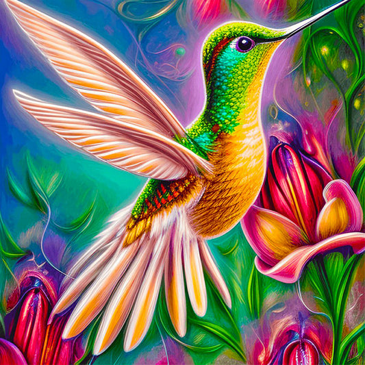Colorful Hummingbird - Full Round Drill Diamond Painting 50*50CM