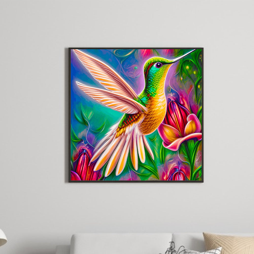 Colorful Hummingbird - Full Round Drill Diamond Painting 50*50CM