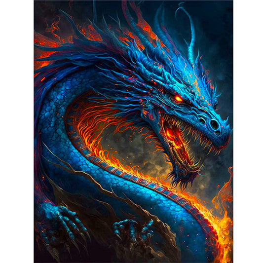 Western Blue Dragon - Full Round Drill Diamond Painting 45*60CM