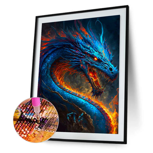 Western Blue Dragon - Full Round Drill Diamond Painting 45*60CM