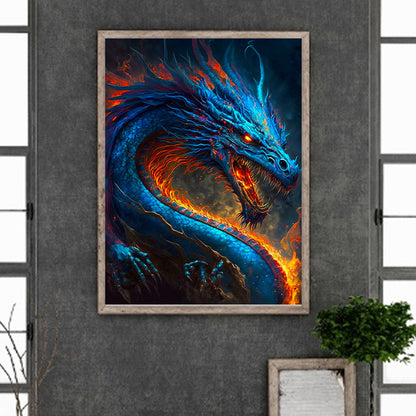 Western Blue Dragon - Full Round Drill Diamond Painting 45*60CM