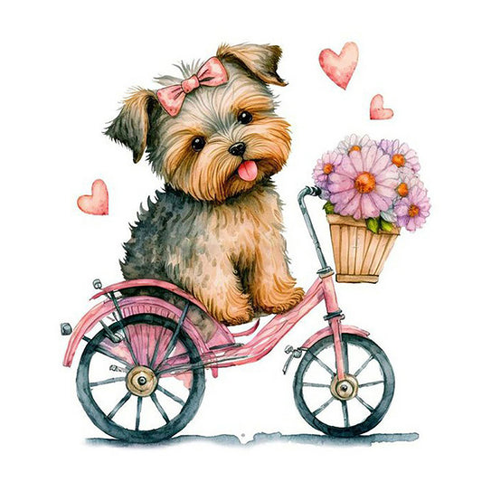 Dog And Bike - Full Round Drill Diamond Painting 30*30CM